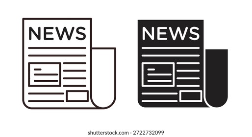 Símbolo de icono de periódico. Vector EPS 10. icono de línea y glifo