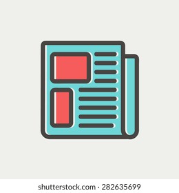 Newspaper icon thin line for web and mobile, modern minimalistic flat design. Vector icon with dark grey outline and offset colour on light grey background.
