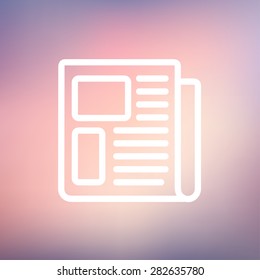 Newspaper icon thin line for web and mobile, modern minimalistic flat design. Vector white icon on gradient mesh background.