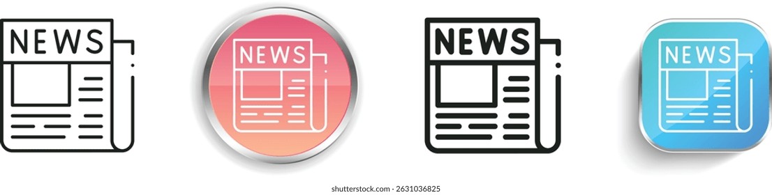 newspaper icon. Thin Linear, Regular and Button Style Design Isolated On White Background