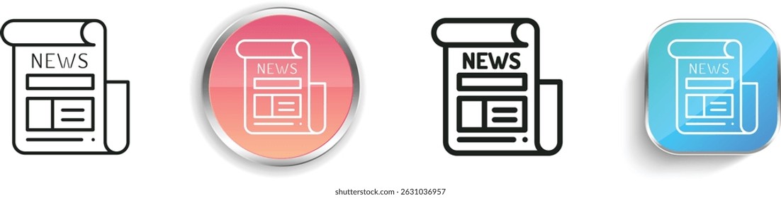 newspaper icon. Thin Linear, Regular and Button Style Design Isolated On White Background