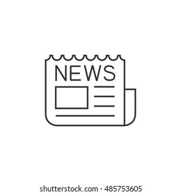 Newspaper icon in thin outline style. Traditional communication publication headline articles