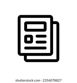 Newspaper icon in trendy flat style isolated on white background. Newspaper silhouette symbol for your website design, logo, app, UI. Vector illustration, EPS10.