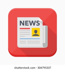 Newspaper icon - vector , eps10 (flat icon , long shadow)