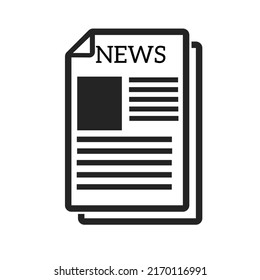 Newspaper icon vector graphic,flat design with black line color. News and information symbol. Minimal design,use for mobile,web,app element design concept.