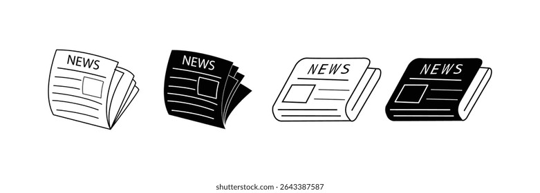 Newspaper icon vector illustration set. news paper signs and symbols.