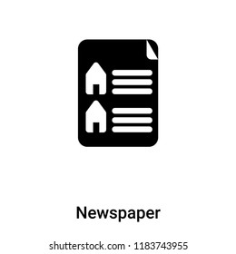 Newspaper icon vector isolated on white background, logo concept of Newspaper sign on transparent background, filled black symbol