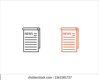 Newspaper icon vector isolated on white background.