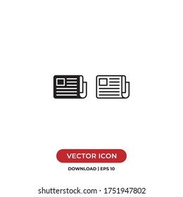 Newspaper icon vector. News sign