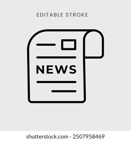 Newspaper icon vector. Newsletter and news sign symbol thin line editable stroke. eps 10