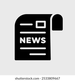 Newspaper icon vector. Newsletter and news sign symbol black solid icon