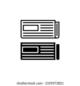 Newspaper icon vector set, isolated on white background