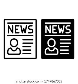 Juego de vectores de iconos de periódico. colección de signos de ilustración de noticias. símbolo de prensa. 
