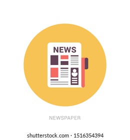 Newspaper icon vector sign isolated on white background. Yellow theme concept