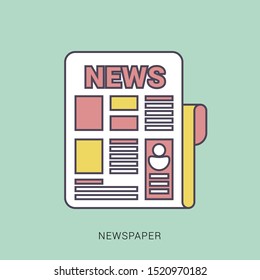 Newspaper icon vector sign isolated on white background. solid color with outline concept.