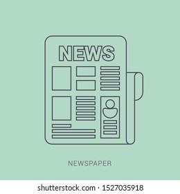 Newspaper icon vector sign isolated on green background.