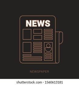 Newspaper icon vector sign isolated on brown background.