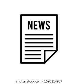 Newspaper icon vector sign pictogram isolated design, news symbol logo illustration.