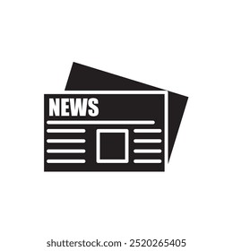 Zeitungssymbol Vektor, einfache flache schwarze trendige Stil Illustration für Web und appon weiß..eps