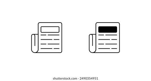 Zeitungssymbol mit weißem Hintergrund Vektorgrafik Stock Illustration
