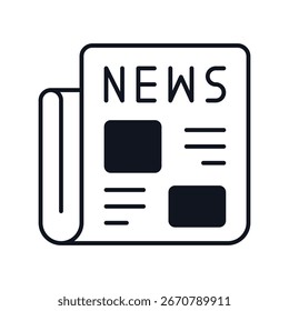 Ícone de jornal com fundo branco vetor ilustração de estoque