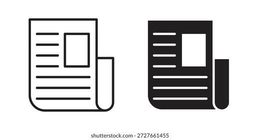 Iconos de periódico colección. Iconos planos lineales delgados y negros
