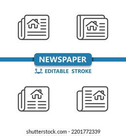 Newspaper Icons. News, Paper, Media Icon. Professional, 32x32 Pixel Perfect Vector Icon. Editable Stroke