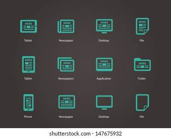 Newspaper icons on white background. Vector illustration.