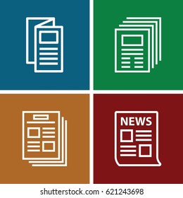 Newspaper icons set. set of 4 newspaper outline icons such as news