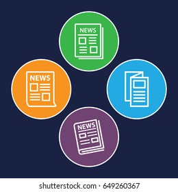 Newspaper icons set. set of 4 newspaper outline icons such as