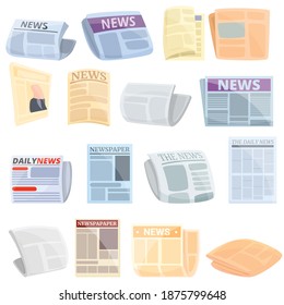 Newspaper icons set. Cartoon set of newspaper vector icons for web design