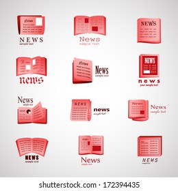 Newspaper Icons Set - Isolated On White Background - Vector Illustration, Graphic Design Editable For Your Design