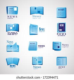 Newspaper Icons Set - Isolated On White Background - Vector Illustration, Graphic Design Editable For Your Design