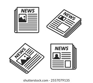 Newspaper icons set stock illustration