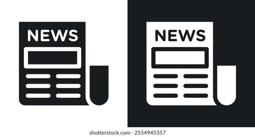 Newspaper icons in solid black and white colors