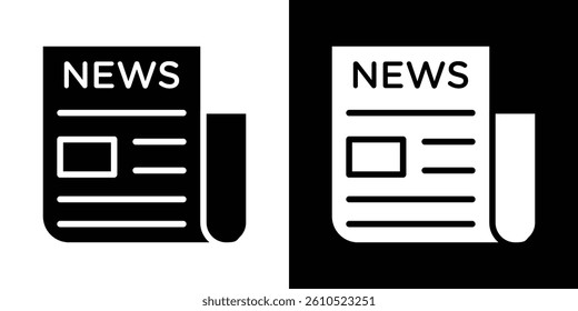 Newspaper icons vector set in solid flat style