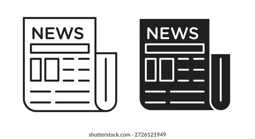 Símbolo de Vector de íconos de periódico con trazo editable y versiones planas