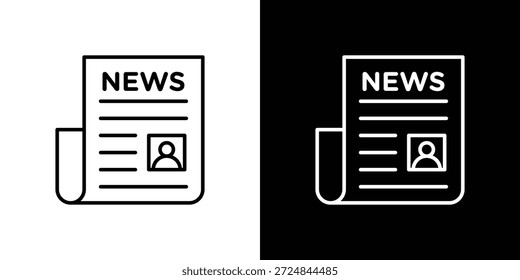Zeitungssymbole, Vektor.Bearbeitbarer Strich.lineares Formatzeichen