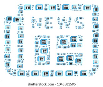 Newspaper illustration organized in the collection of newspaper elements. Vector iconized composition organized from simple icons.