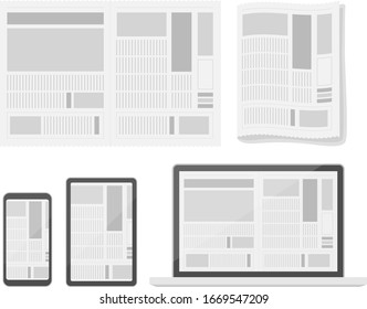 Conjunto de ilustraciones de periódicos.
Ilustración de periódico electrónico.