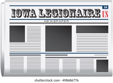 Newspaper for Iowa - newspaper Iowa Legionnaire. Vector illustration.