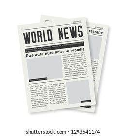 Newspaper journal vector template paper tabloid on newsprint reportage information vector