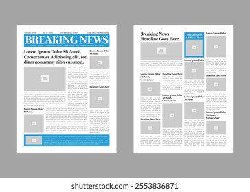Newspaper layout template and the daily news layout design, newsletter template or vintage newspaper design template