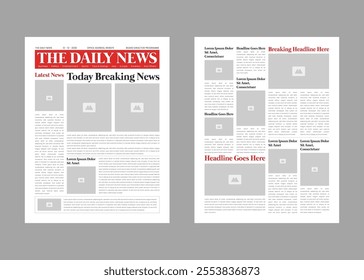 Newspaper layout template and the daily news layout design, newsletter template or vintage newspaper design template