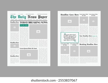 Newspaper layout template and the daily news layout design, newsletter template or vintage newspaper design template