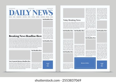 Newspaper layout template and the daily news layout design, newsletter template or vintage newspaper design template