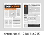 Newspaper layout template. News column articles newsprint magazine design. Brochure newspaper sheets. Editorial journal vector template design