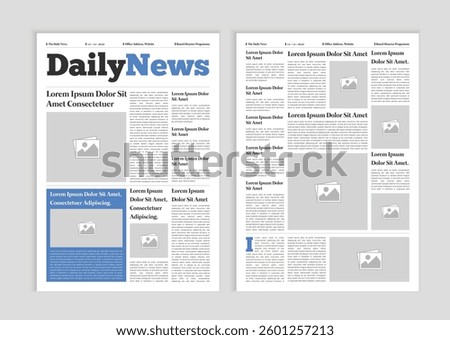 Newspaper layout template. News column articles newsprint magazine design. Brochure newspaper sheets. Editorial journal vector template design