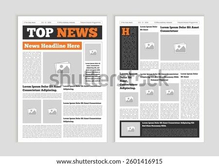 Newspaper layout template. News column articles newsprint magazine design. Brochure newspaper sheets. Editorial journal vector template design