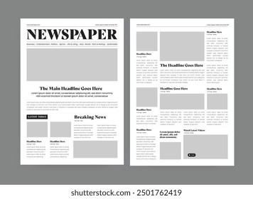 Newspaper layout vintage newspaper design